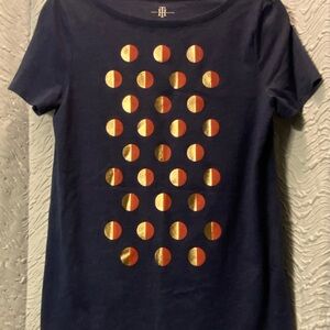 Tommy Hilfiger Navy Relaxed Fit Logo Tee with Subtle Print